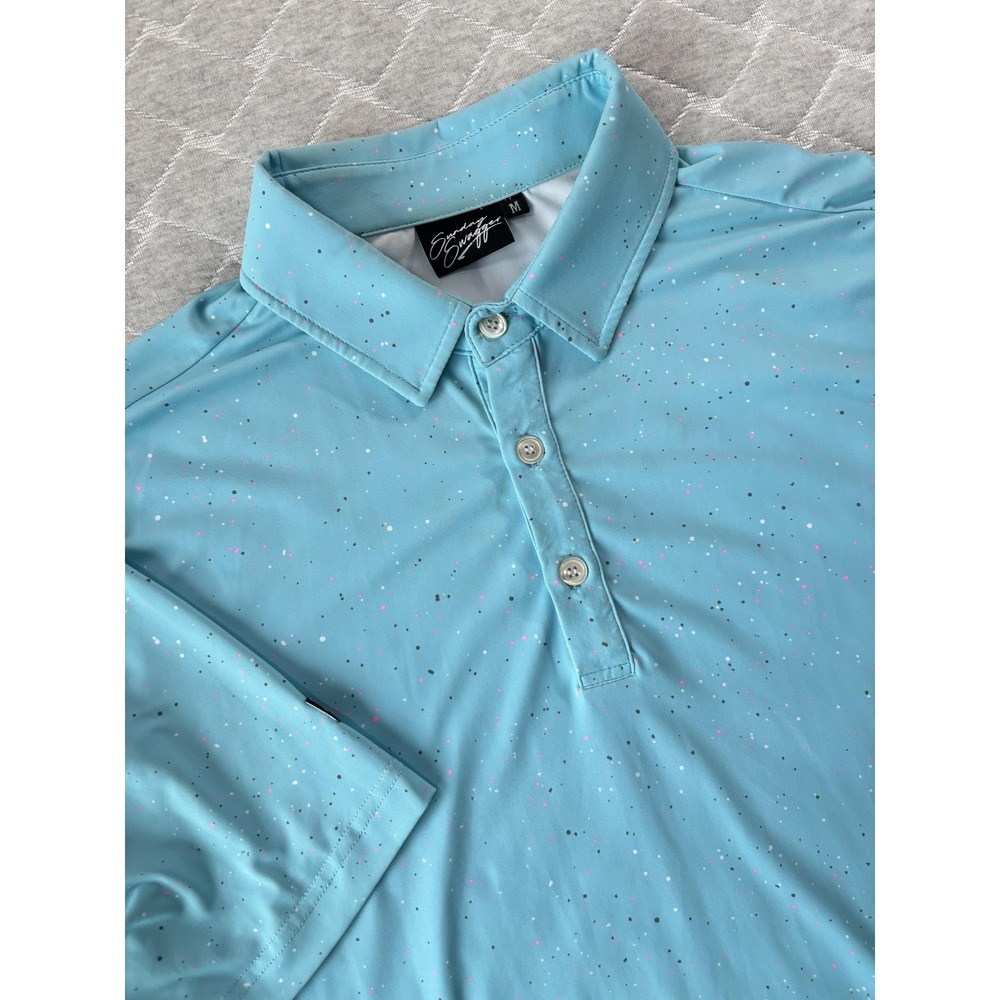 Sunday Swagger‎ Polo Shirt Mens Medium Blue Speckle Golf Performance Stretch
